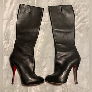 Christian Louboutin Knee High Boots leather black size 39.5